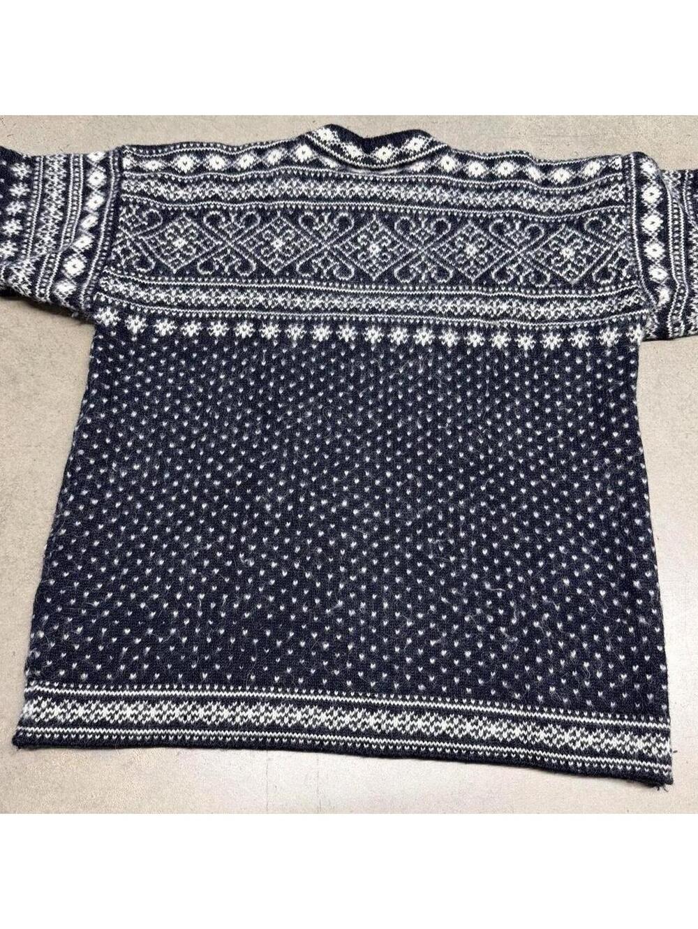 VTG 90s Dale of Norway Black and White Nordic Fair Isle Norwegian Wool Sweater - Picture 7 of 8